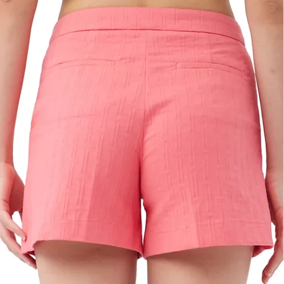 NUEVO CON ETIQUETAS - Pantalones Cortos Trina Turk 'Valera' Algodón Elástico Texturizado, Rosa Positano - Talla 12 Foto 2 de 3