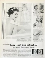 1956 Arm & Hammer and Cow Brand Baking Sodas PRINT AD Keep Cool and Refreshed