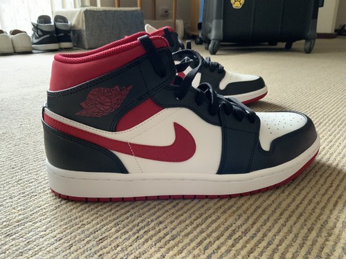 Nike Air Jordan 1 Mid US 10 UK 9 WHITE/GYM RED-BLACK 554724 122 - Picture 8 of 10
