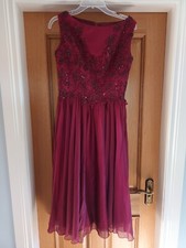 Stylish Dress Size Uk 10 Midi Gown Red Sequin Top  Lined Sleeveless 