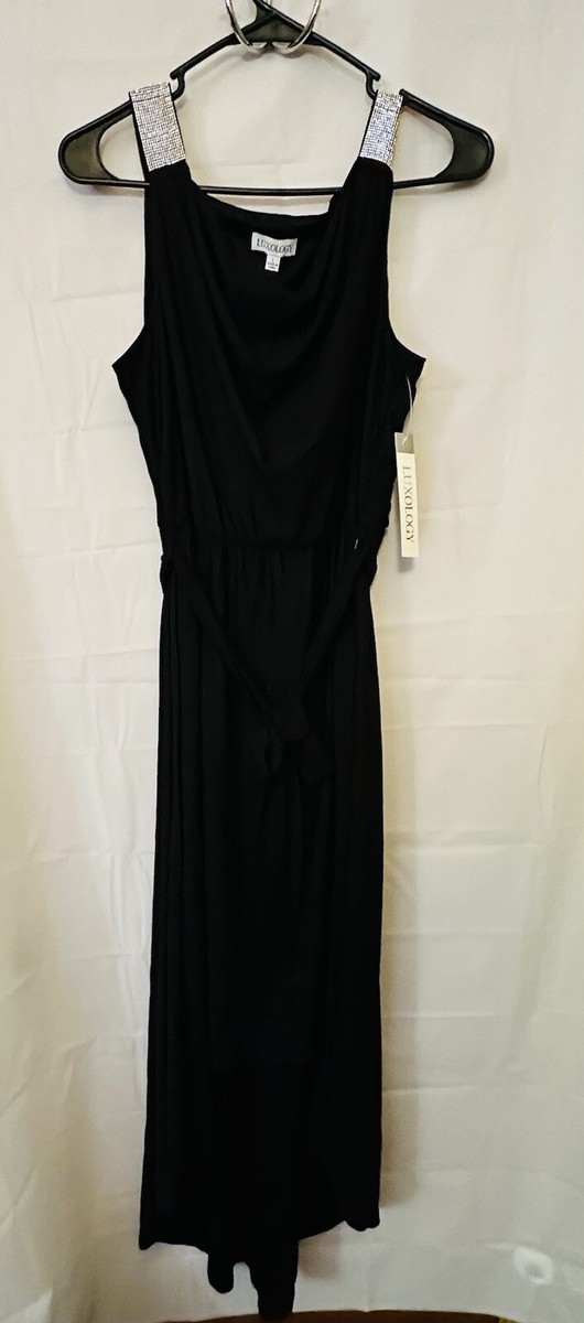 Luxology Woman Black Sleeveless with Bling, Hi/Low Dress, Size L