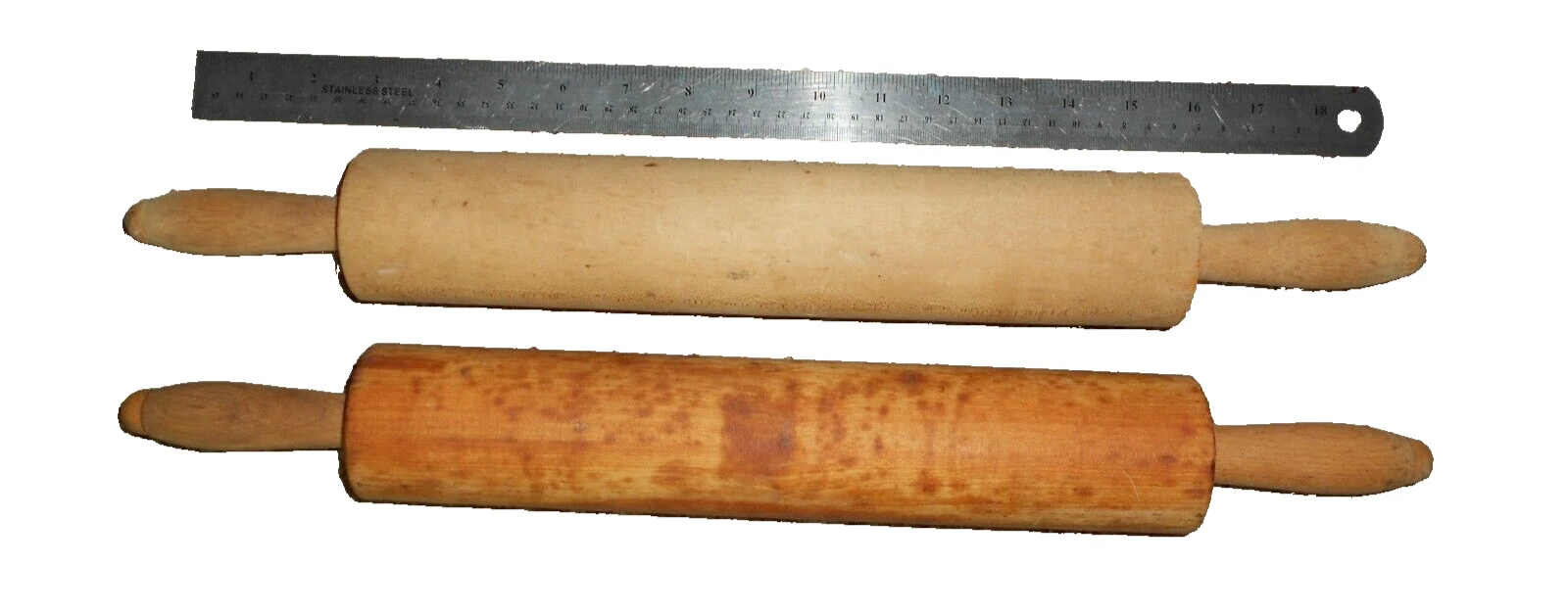 Vintage Wooden Rolling Pins Farmhouse Primitive Kitchen Lot Of 2