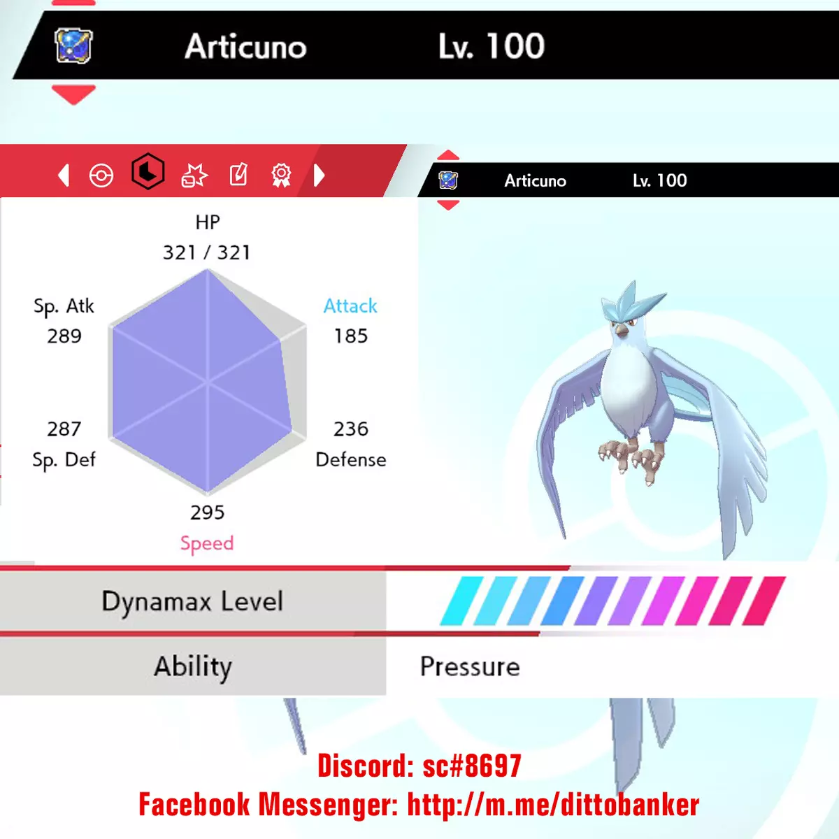 Pokemon Sword/Shield 6IV ✨Articuno ULTRA SHINY / Kanto (Digital Item) *NEW*