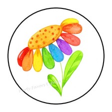 30 RAINBOW SUNFLOWER ENVELOPE SEALS LABELS PARTY FAVORS STICKERS 1.5" ROUND