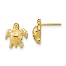 14K Yellow Gold Turtle Post Earrings TE812