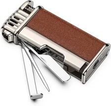 Pipe Lighter with Metal Tools Angled Soft Flame Butane Gas Refillable Gift for M