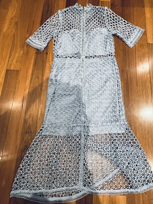 bardot fiona mesh lace trumpet dress NWT BARDOT FIONA SHORT SLEEVE MESH LACE TRUMPET DRESS BLACK Sz 2