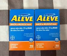 Lot Of 2 Aleve Back and Muscle Pain - 90 Tablet Exp 7/2027++