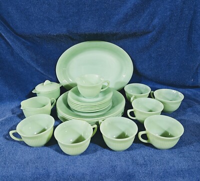 Vintage Fire King Jadeite mid-century divided diner plates (5