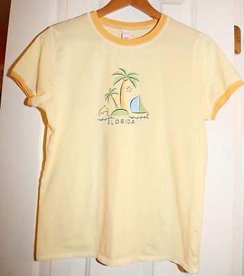 Hyp Yellow Women's Ladies Tee Knit Top Cap Sleeve XLarge XL