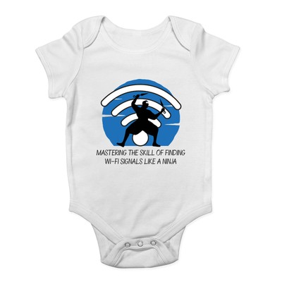 Wireless Internet Baby Grow Vest Finding Wi-Fi Signal like a Ninja Bodysuit Boys