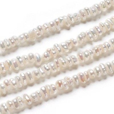 Natürliche kultivierte Süßwasserperle 3 ~ 4,5x1,5 ~ 2 mm, H: 0,5 mm, 66-69 Stck. 7,17'' 2 Stränge