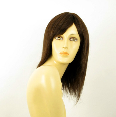 Perruque Femme 100% Cheveux Naturels Châtain - Modèle Marina 6, Longueur 35cm, Neuve