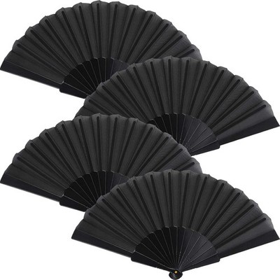 4 Pieces Handheld Folding Fan Small Chinese Hand Fans in Oriental Cloth Fabric f