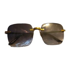 Classy Elegant Sophisticated Modern Retro Sunglasses Rimless Gold Frame UV400