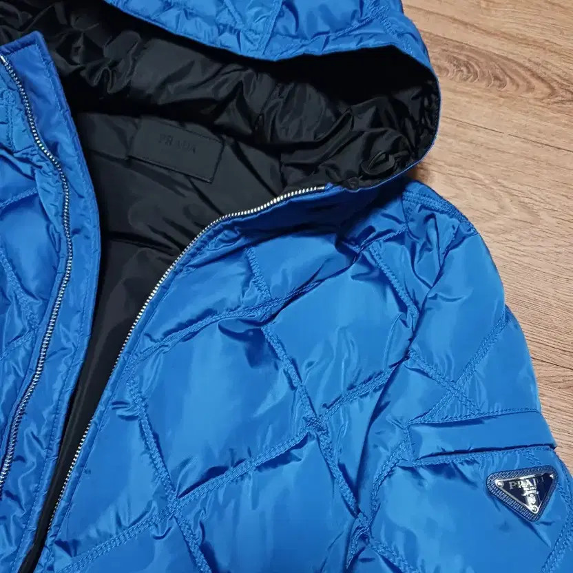 Prada Blue Quilted Hooded Puffer Jacket - Size 48, Authentic thumbnail 5
