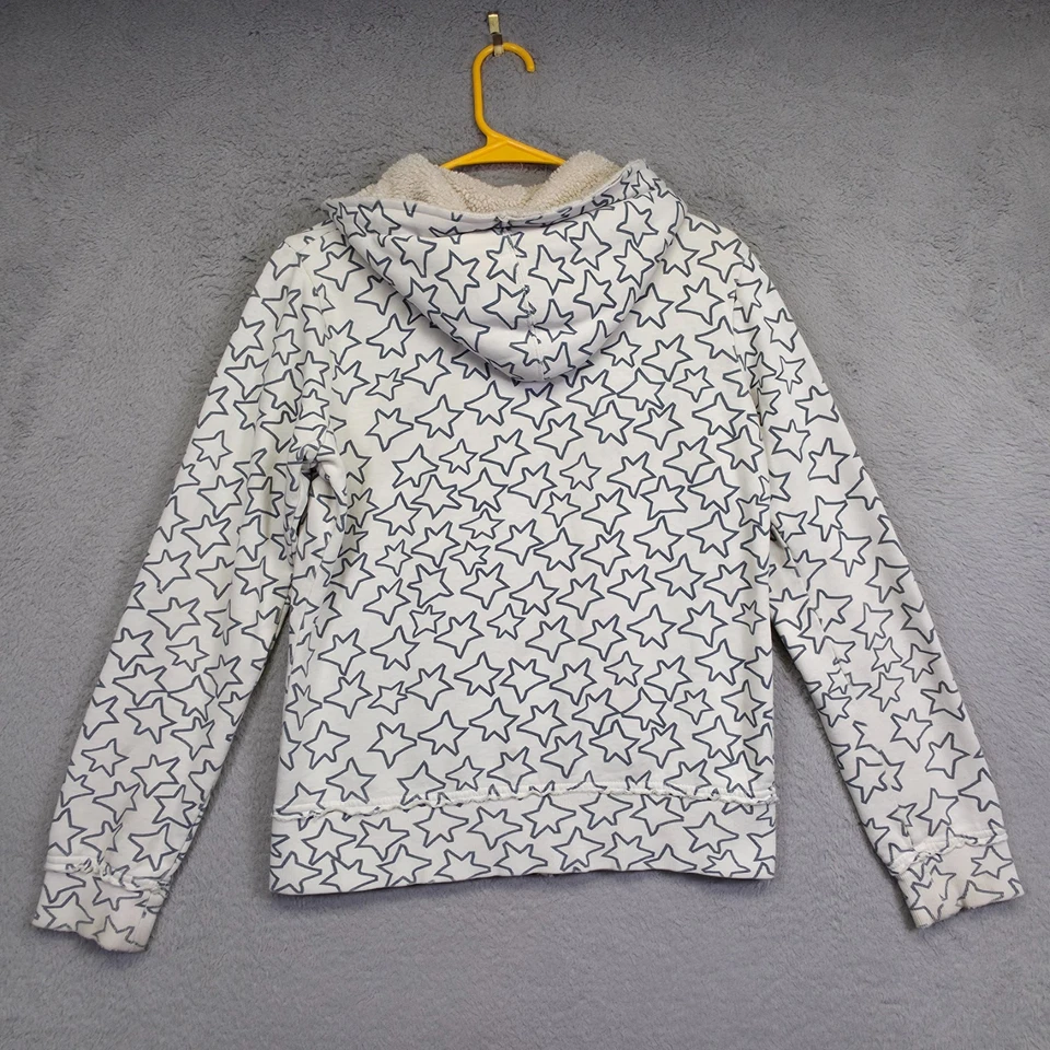 Billabong Hoodie Womens L White Sherpa Hood Star Print Y2K Surf Skate Streetwear - Image 2 of 4