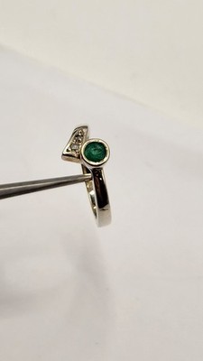 Anillos de Dama en Plata 925 con Esmeralda Natural Colombiana de Muzo, Diamantes