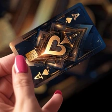 Ace Of Spades Gold Black Playing Card Credit Debit Skin Cover Sticker Chip 1PC