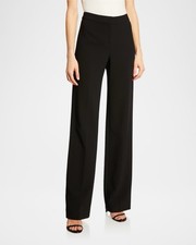 St. John Caviar Diana Black Wide Leg Classic Quiet Lux Career Trouser Pants Sz 8