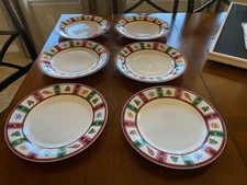 6 (SIX) Pfaltzgraff Winter Snow Bear 11” Christmas Dinner Plate