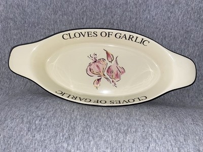 Vintage Rayware Market Garden Creme Knoblauchzehen Ofen Servierschale 33 x 14 cm