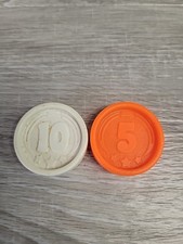 Vintage Fisher-Price Cash Register Coins 5 Orange White 10 Coins Parts Lot Of 2