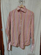 Banana Republic Orange Striped French Cuff Dress Shirt Size 16-16.5