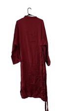 Zara ZW collection Womens Midi Dress Medium Red Wine Satin w Ties 9365/100 NWT