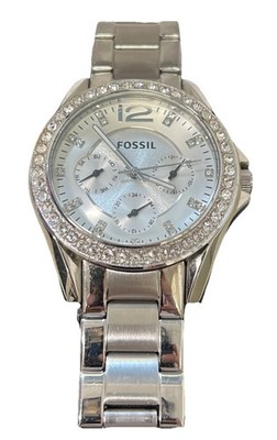 Fossil Quartz Watch ES-3202 Silver Tone Stainless Steel Women s Size 9 EUC