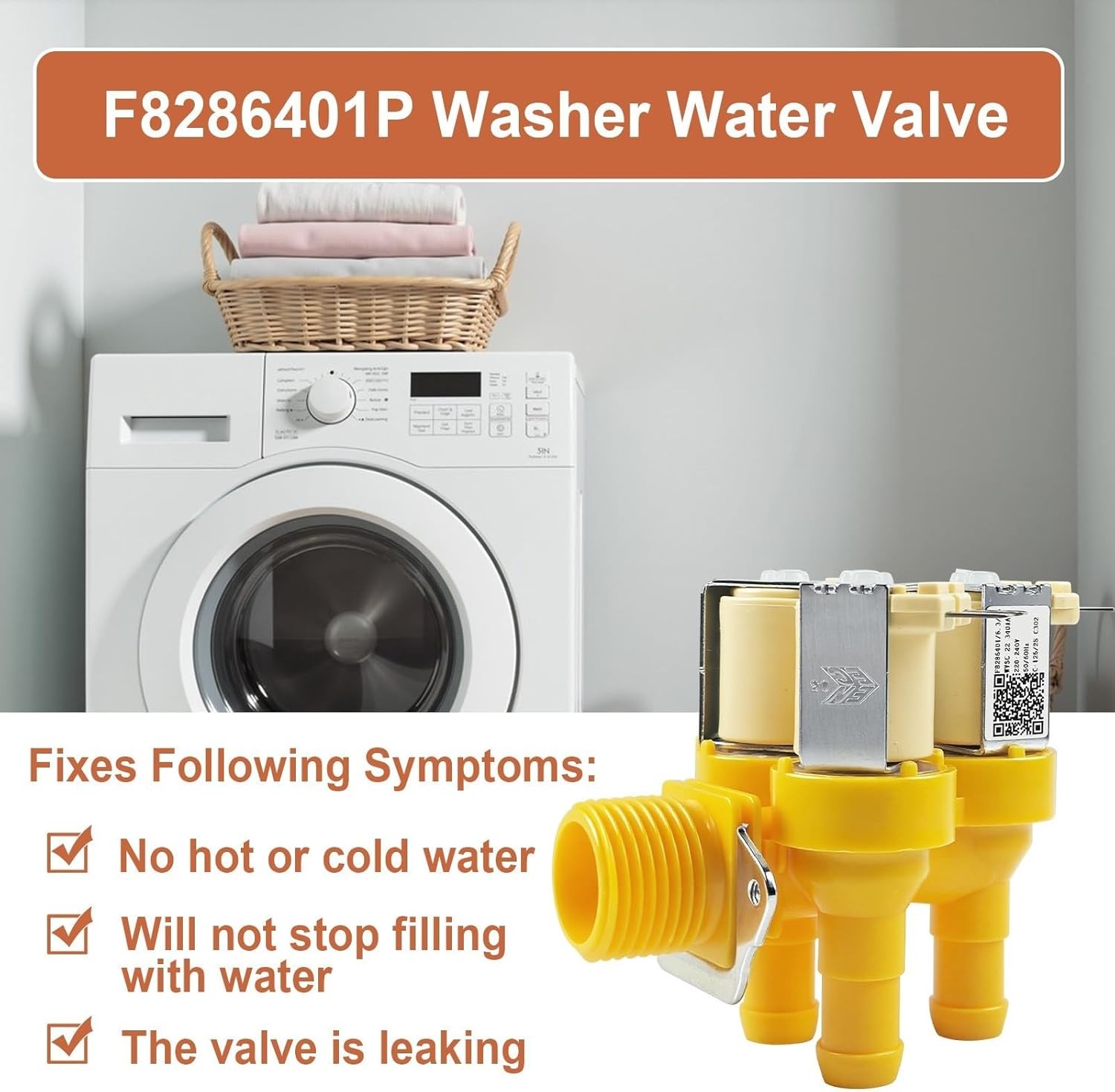 Water Valve F8286401P for Huebsch/Speed Queen /UniMac Washer F8286401, B12496101
