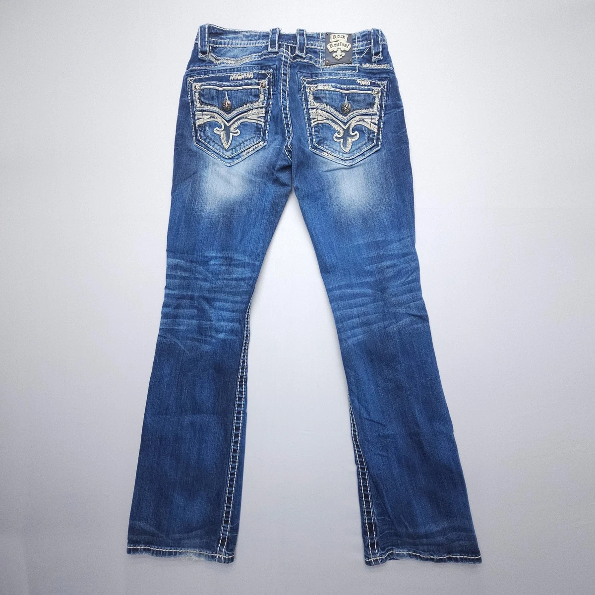 Rock Revival Indus Boot Jeans Mens 34 x 34 Dark Wash Flap Pockets