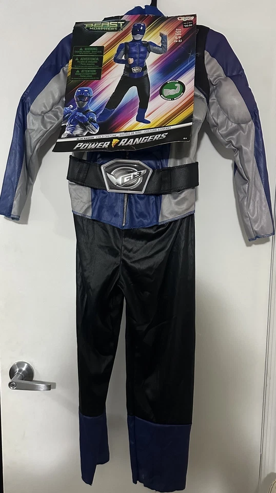 niños POWER RANGER AZUL DISFRAZ HALLOWEEN CON MÁSCARA PEQUEÑO 4/6 2 PC juego de simulación Foto 2 de 3