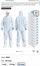 25 Sets Hazmat Suits, disposable coveralls with Hood with Shoe Covers and Gloves
