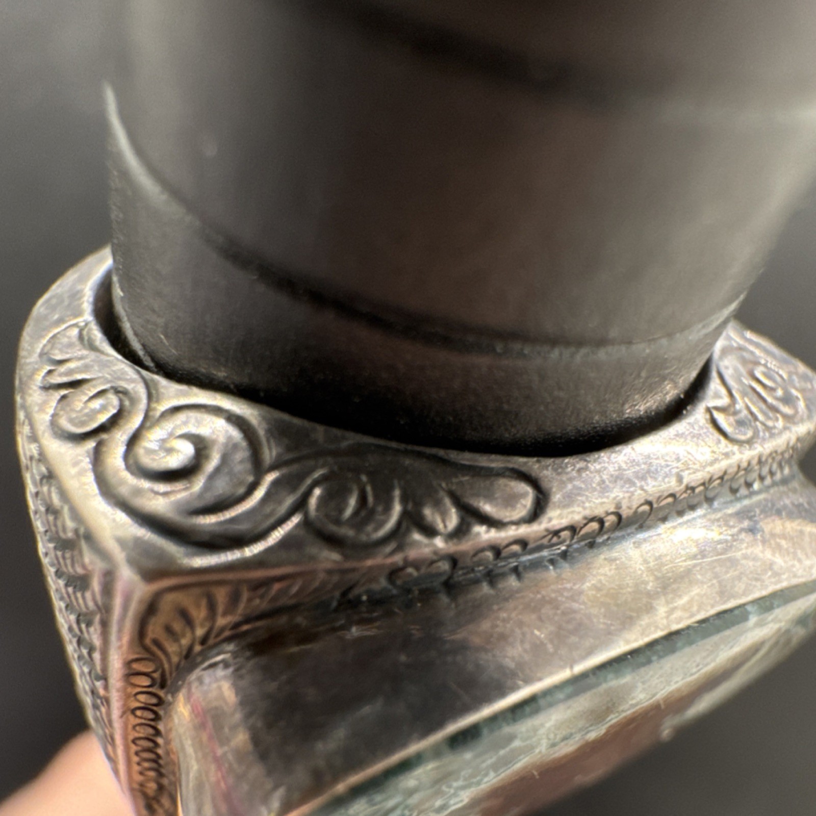 Vintage Silver Band Ring with Rectangular stone S… - image 14