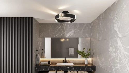 Quoizel PCSAF1724 Saffron 24"W LED Semi-Flush Ceiling Fixture / - Black - Picture 3 of 7