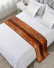 Burnt Orange Bed Runner for King Size Bed, Abstract Decorative Bed Scarf Thro...