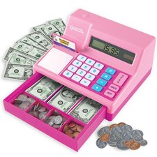 Learning Resources Pretend  Play Calculator Cash Register Pink Money Kids Toy