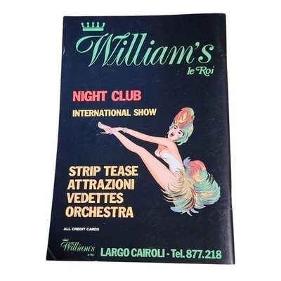 Vintage Milan William'S Club Le Roi Brochure