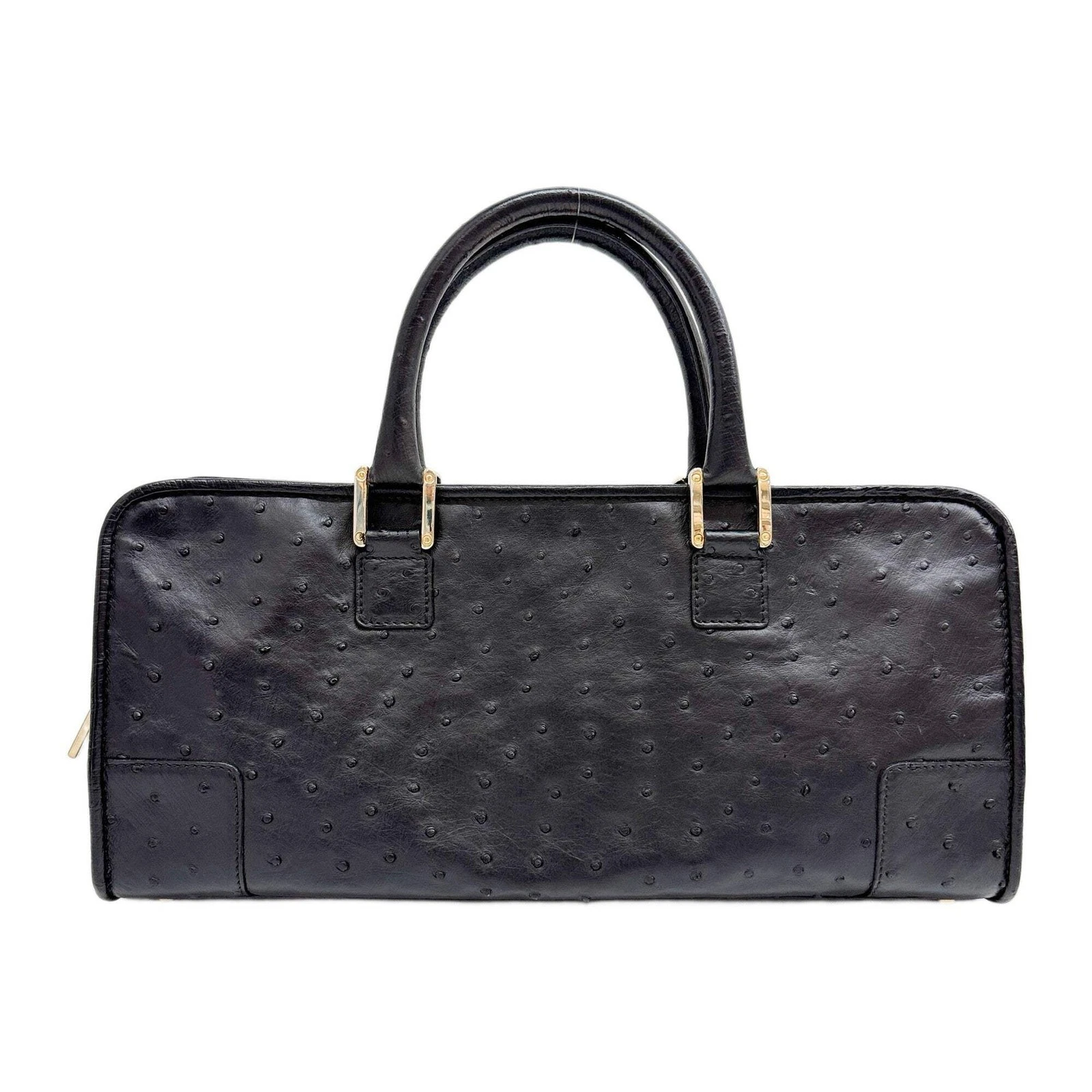 Loewe — LOEWE Amazona Black Ostrich Embossed Leather Hand Bag