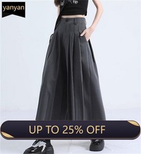 women Japanese Style Wide-Leg Culottes Pants Pleated wide-leg pants