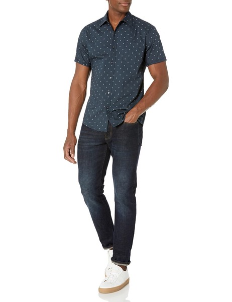 Amazon Essentials Herren Hawaii-Hemd Marineblau Weiß-image