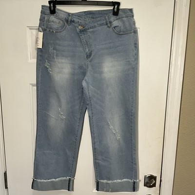 Mekool Light Wash Distressed Denim Light Wash Jeans Women s 3X
