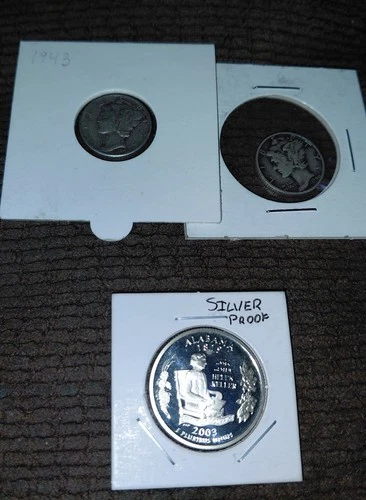 Proof Silver 2003 Washington Quarter Plus Two Mercury Dimes