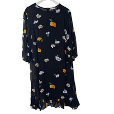 Ganni Floral Dress 38 Womens 6 Dainty Georgette Dress Ruffle 