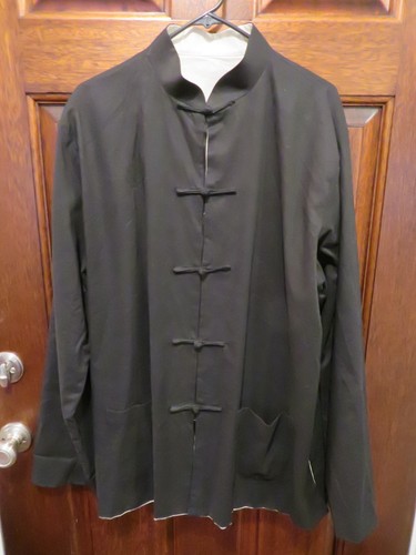 MINIYE Men's Chinese Tang Jacket. Black & Tan Reversible. ~32" L X 27" W. WornWT