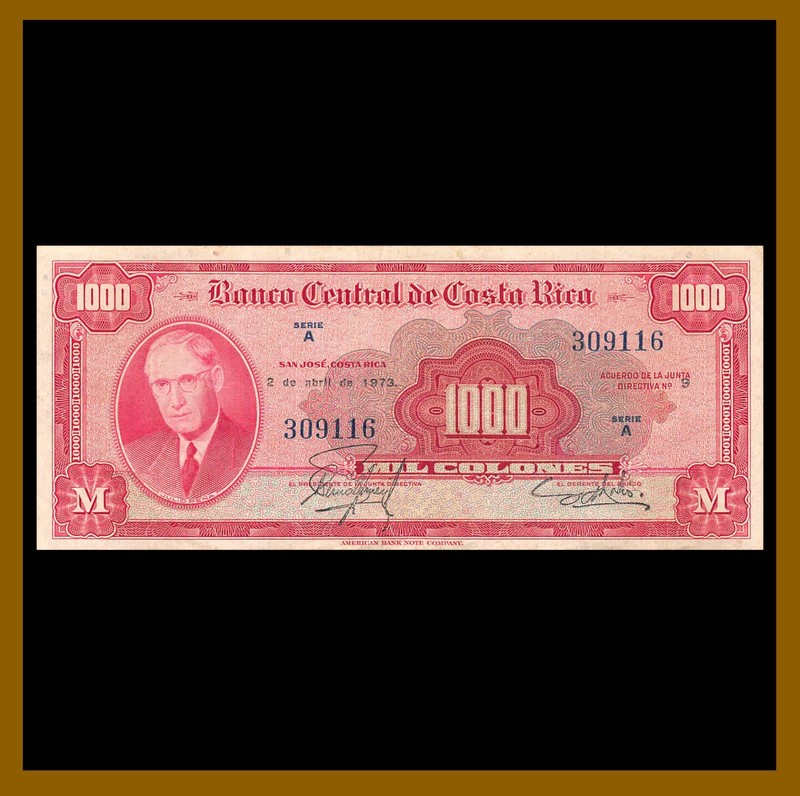 Costa Rica 1000 Colones, 1973 P-226c XF