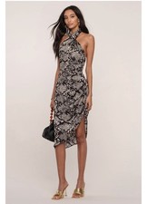 Heartloom Miyako Dress Python Size Large  Animal Print Halter Cocktail Party NWT