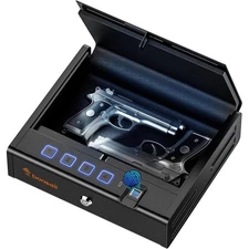 3 Ways Quick Access Biometric Gun Safe for Pistols Handgun with Type-C Port