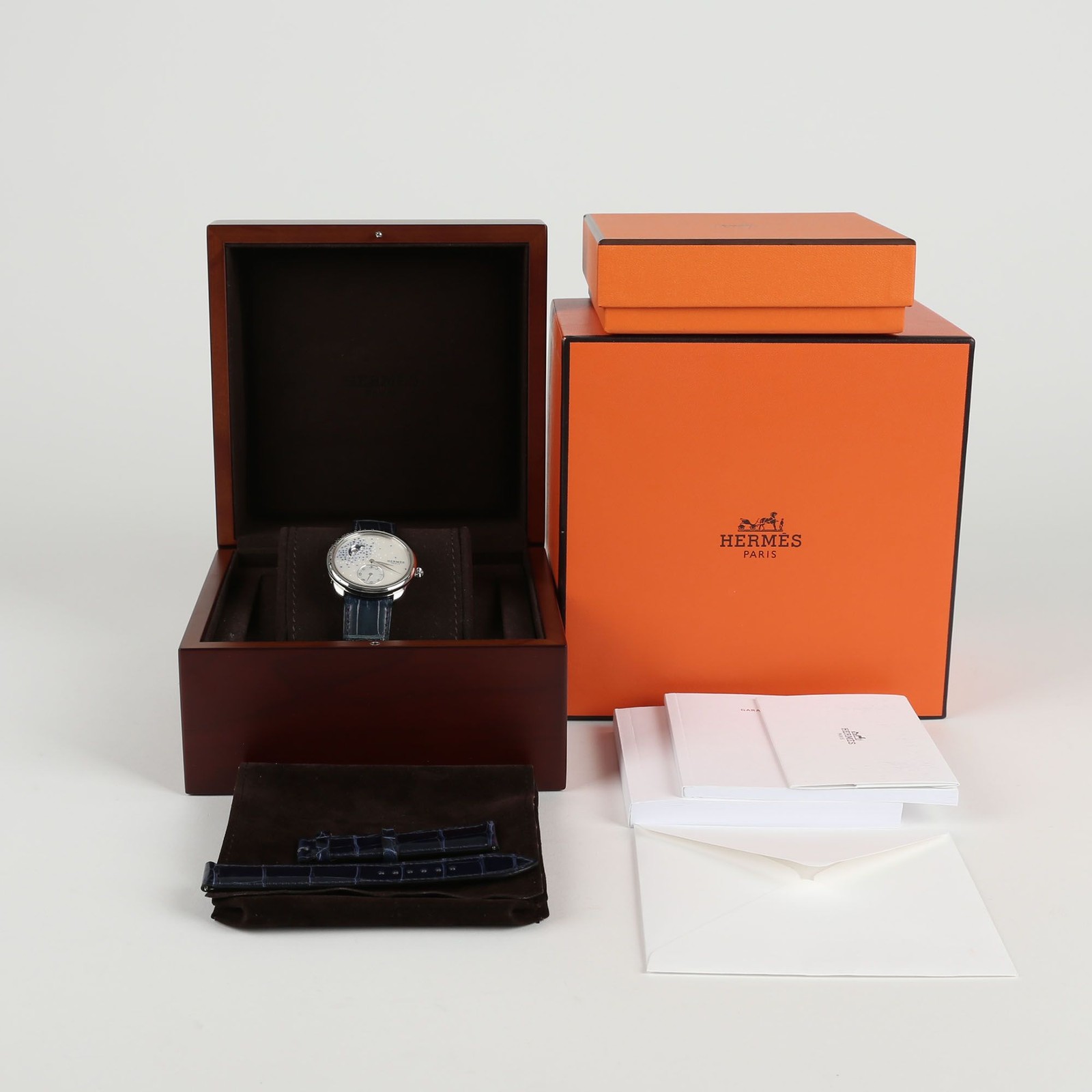 Hermes W049629WW00 Steel Diamond Sapphire Assorted Petit Rune Leather 66600061